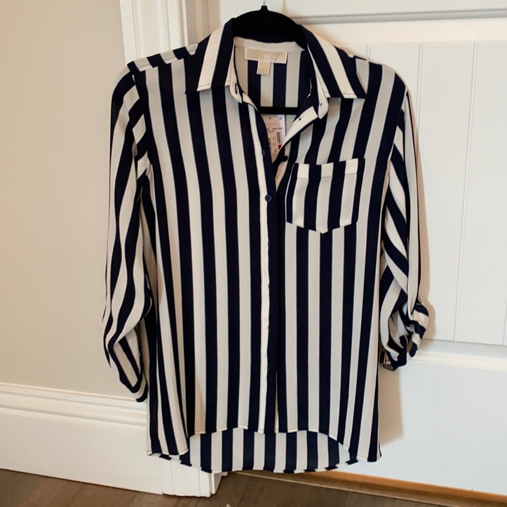 NWT- Michael Kors striped navy long sleeve